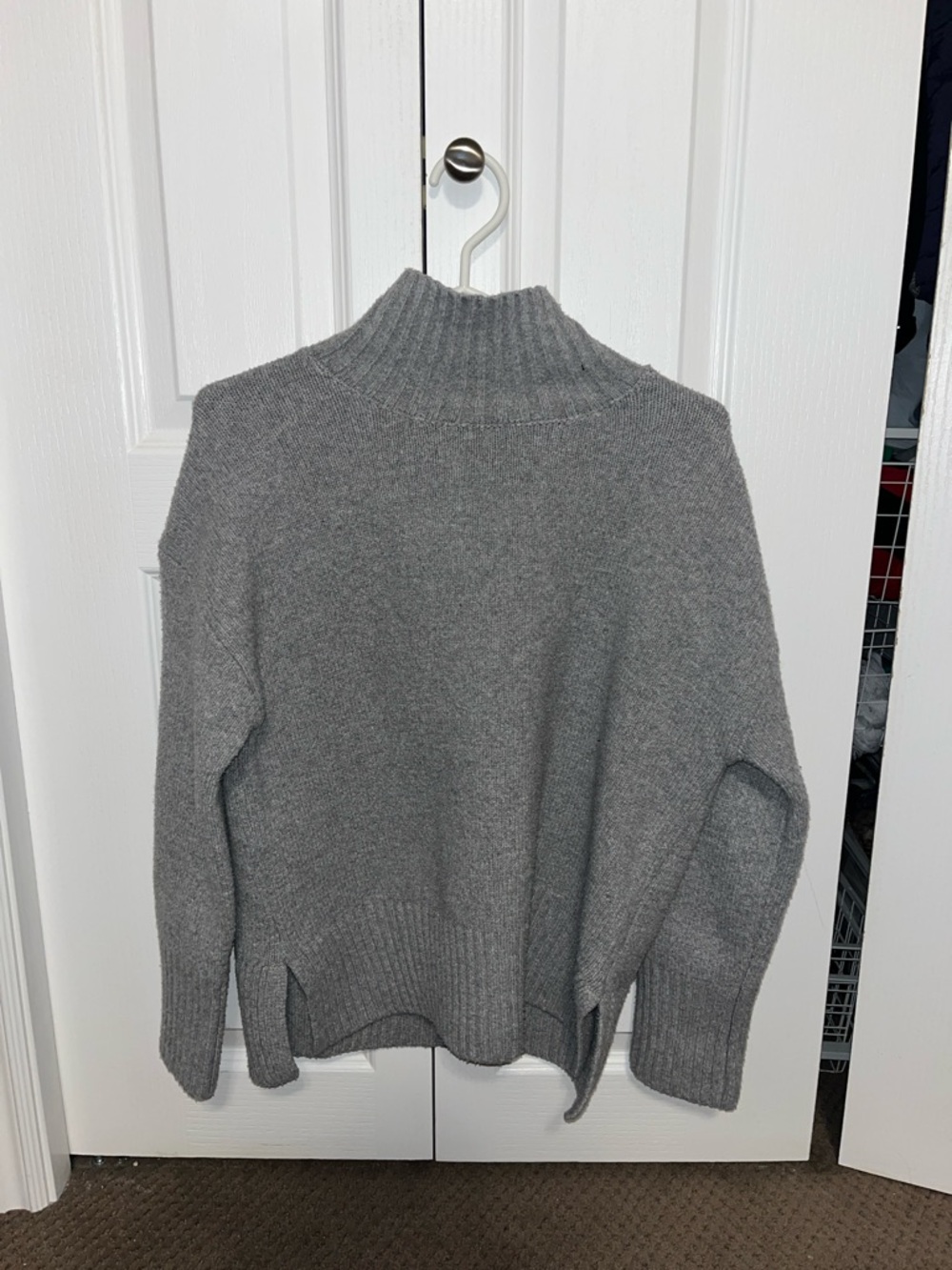 Cozy Grey Mock Neck Knit Sweater